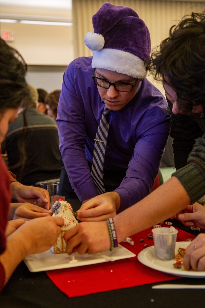 College Christmas celebration