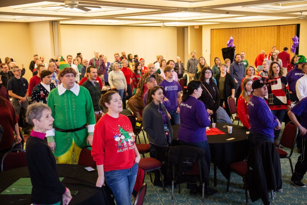 College Christmas celebration