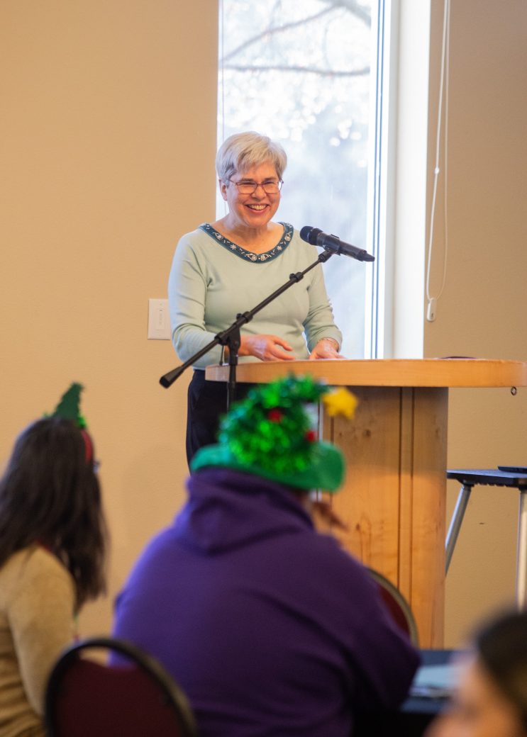 College Christmas celebration