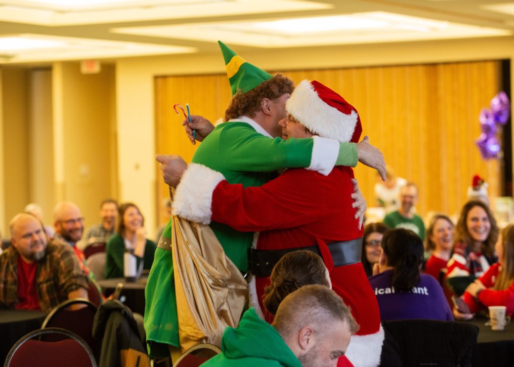 College Christmas celebration