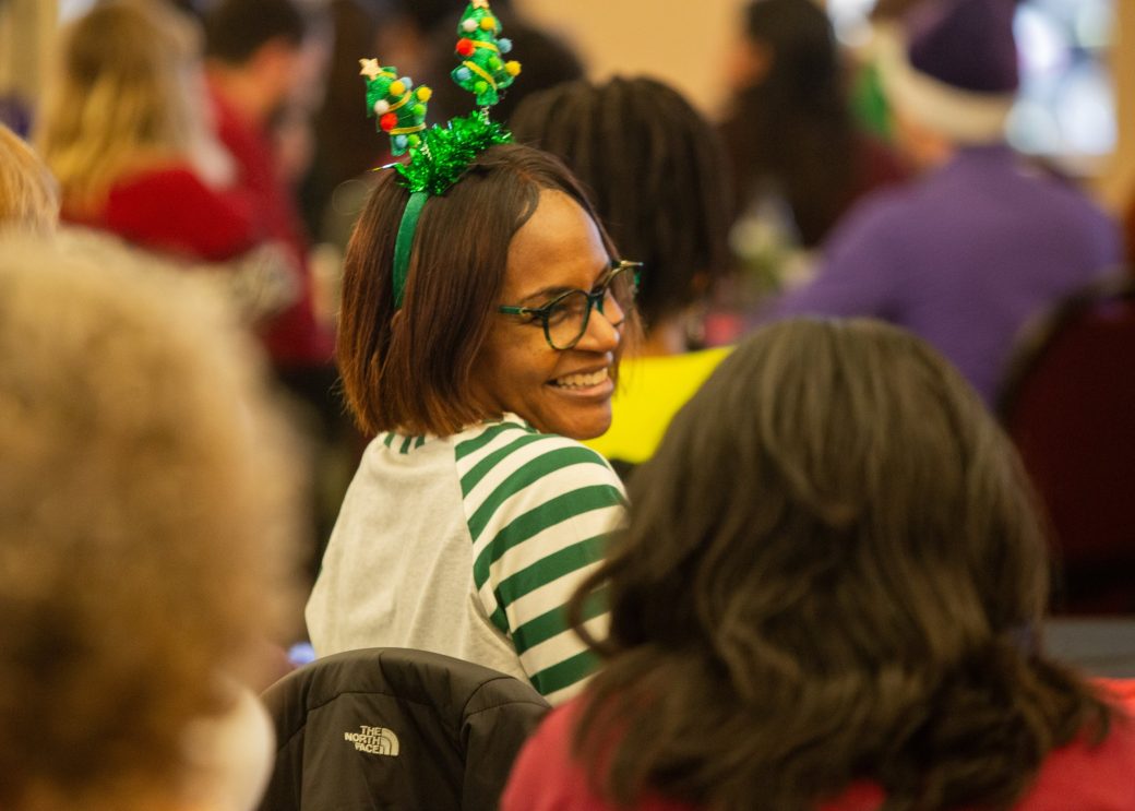 College Christmas celebration