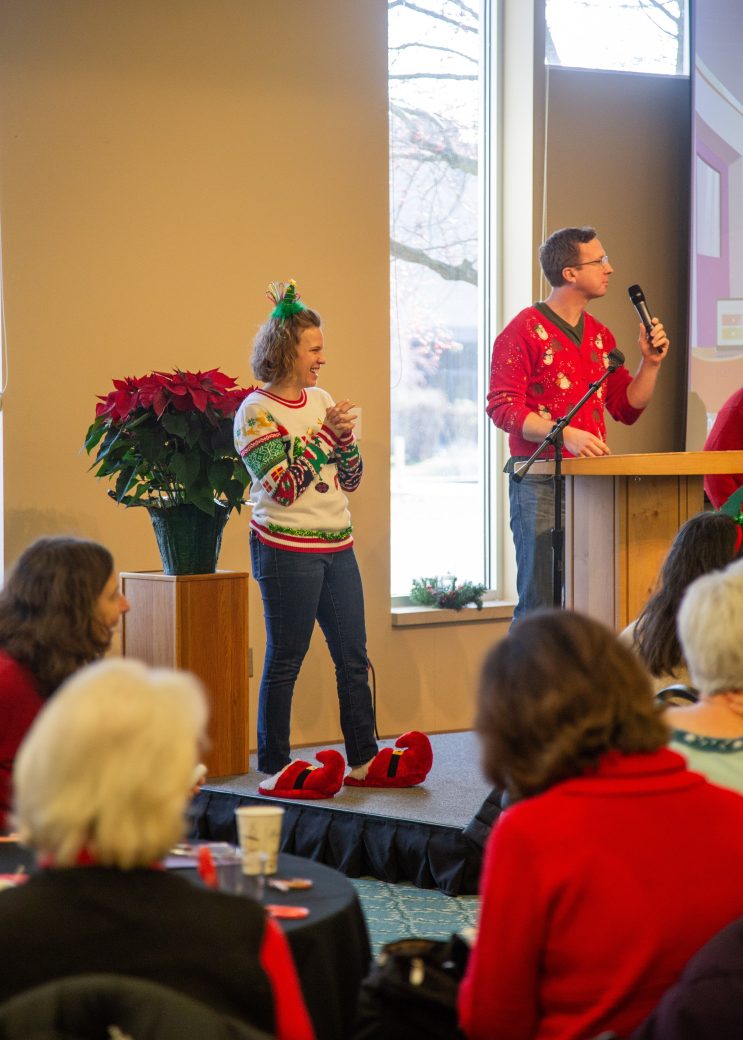 College Christmas celebration