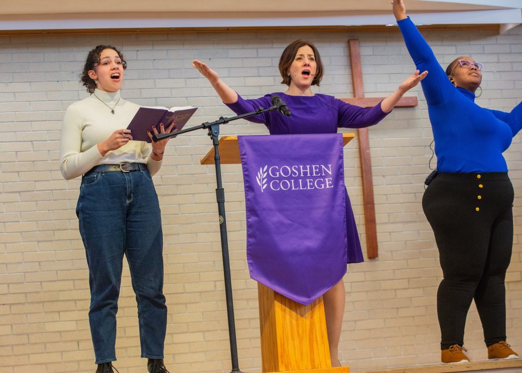 Threee women singing on the stage at King Celebration 2024