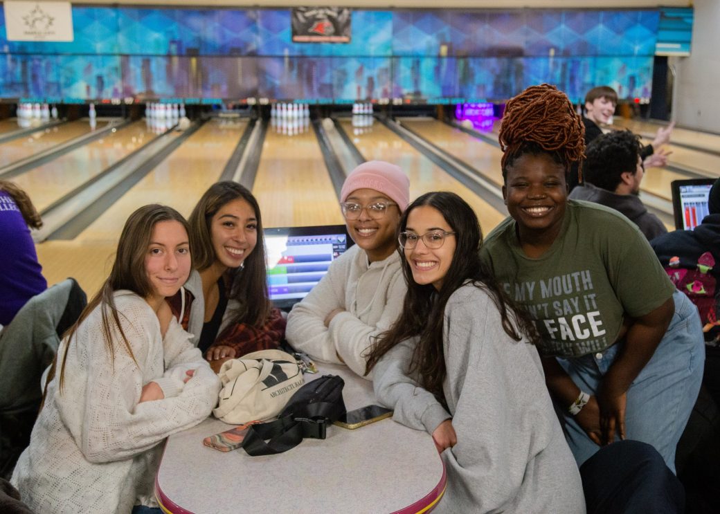 Goshen college students at Bowling night