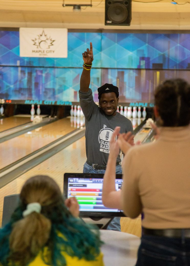 People bowlingat bowling night