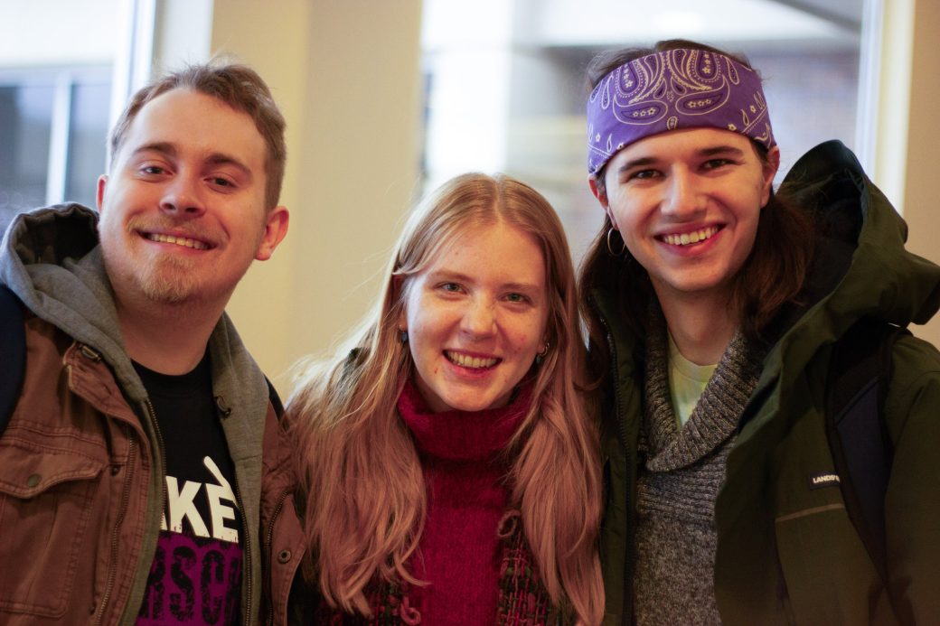 Goshen college students hugging