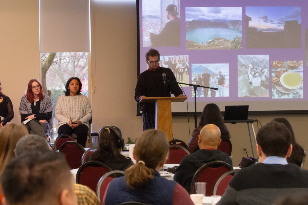 man doing a presentation at Celebrate Scholars