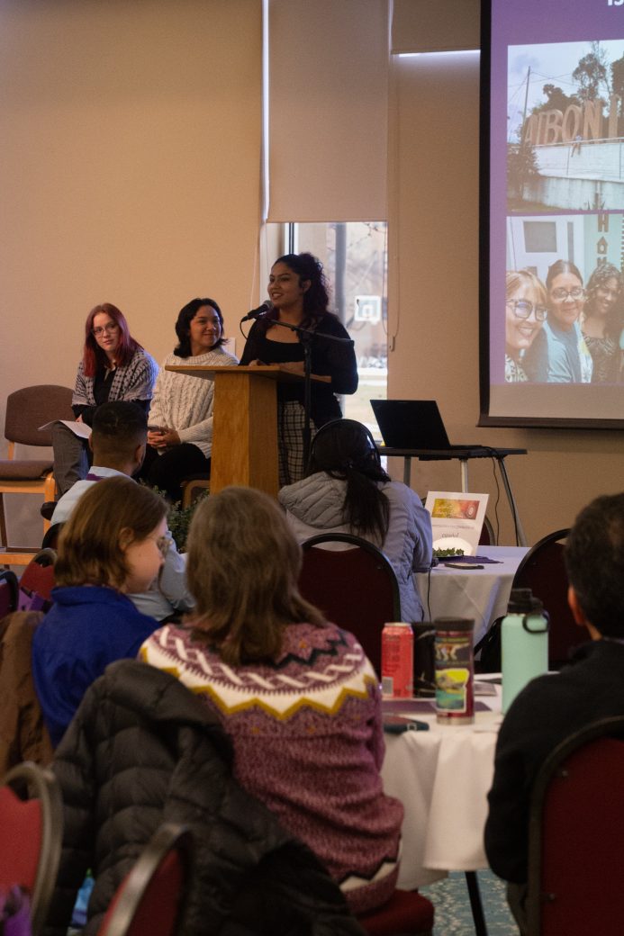 Woman doing a presentation at Celebrate Scholars