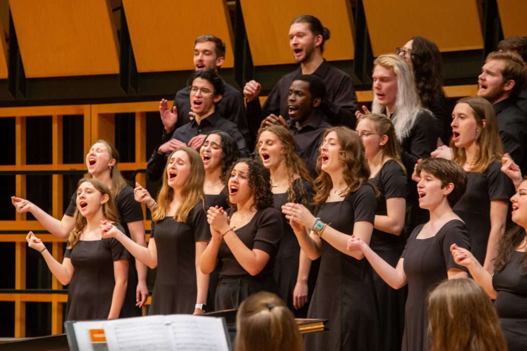 Music choir at winter choral concert