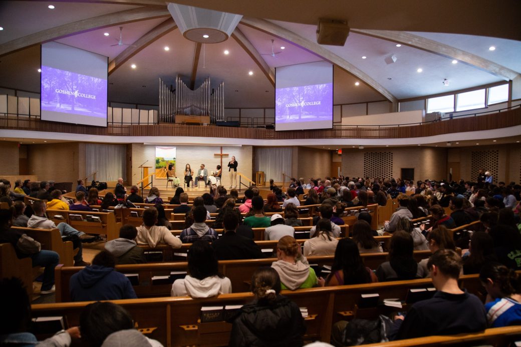 People in the chapel at Community Engagement Fair 2024