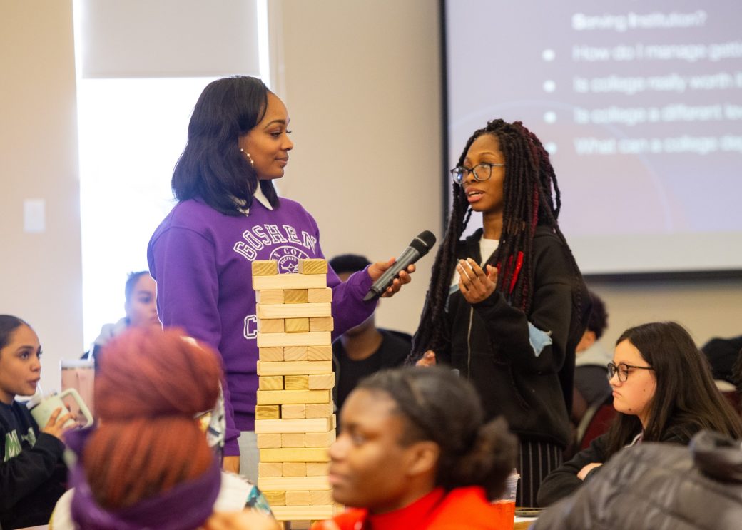 Two women talking at African American Spring Open House 2024