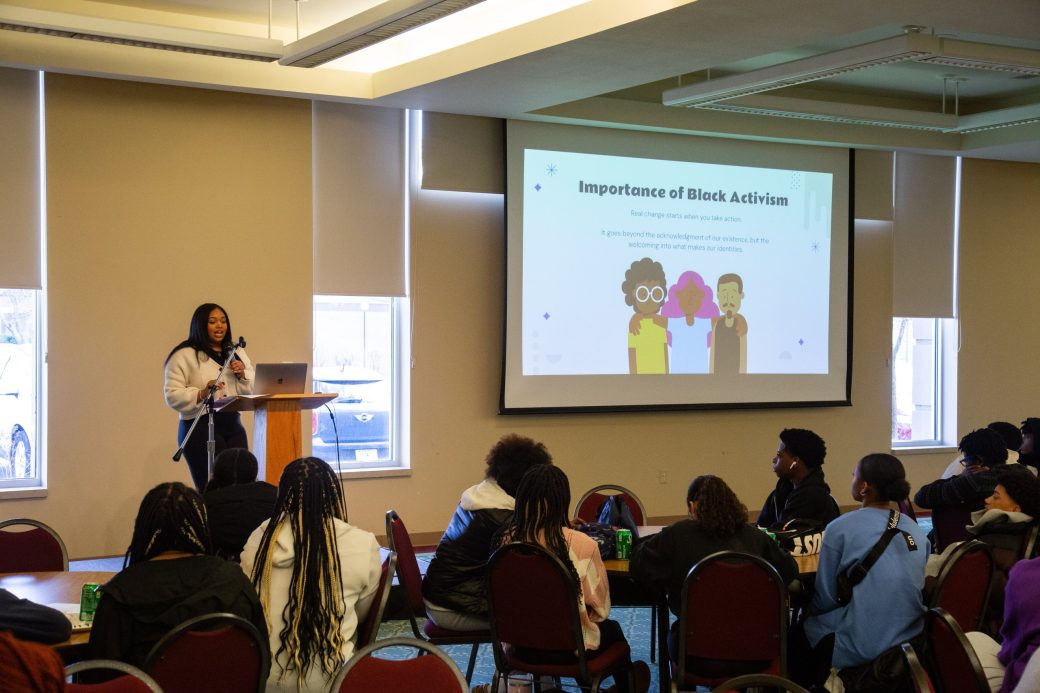 Woman speaking at African American Spring Open House 2024