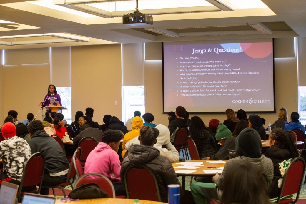 Woman doing a speech at African American Spring Open House 2024