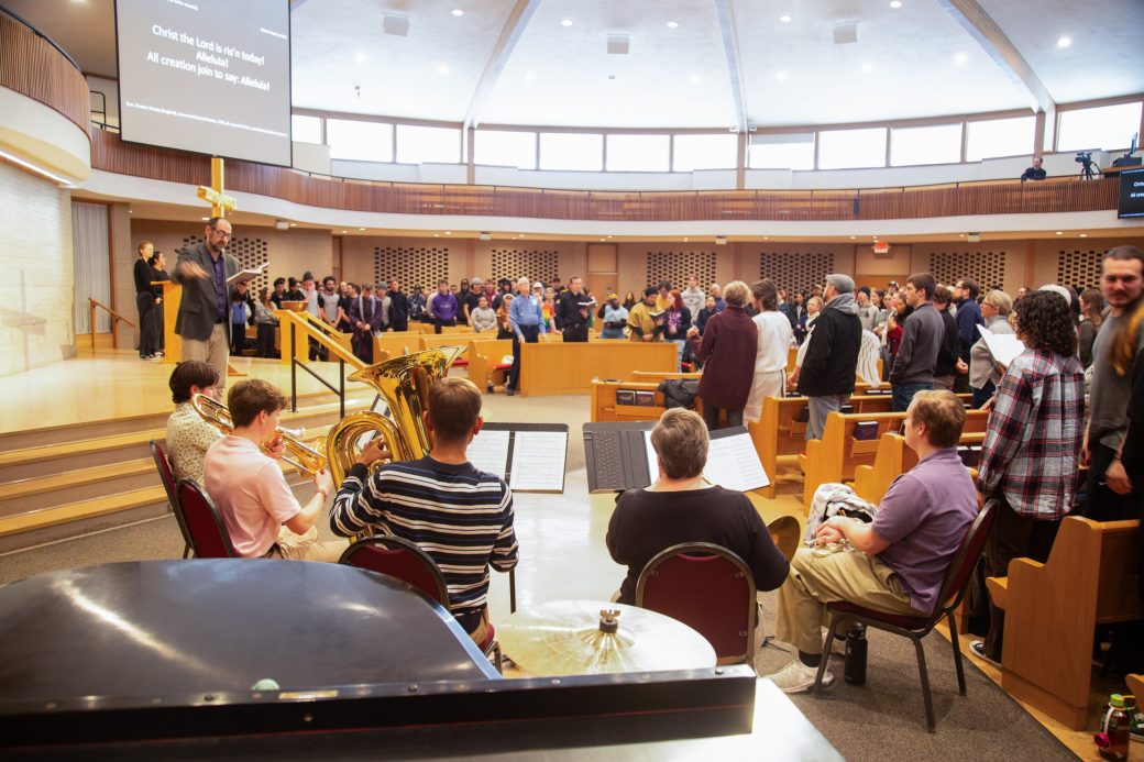 Music choir doing a performance in the chapel