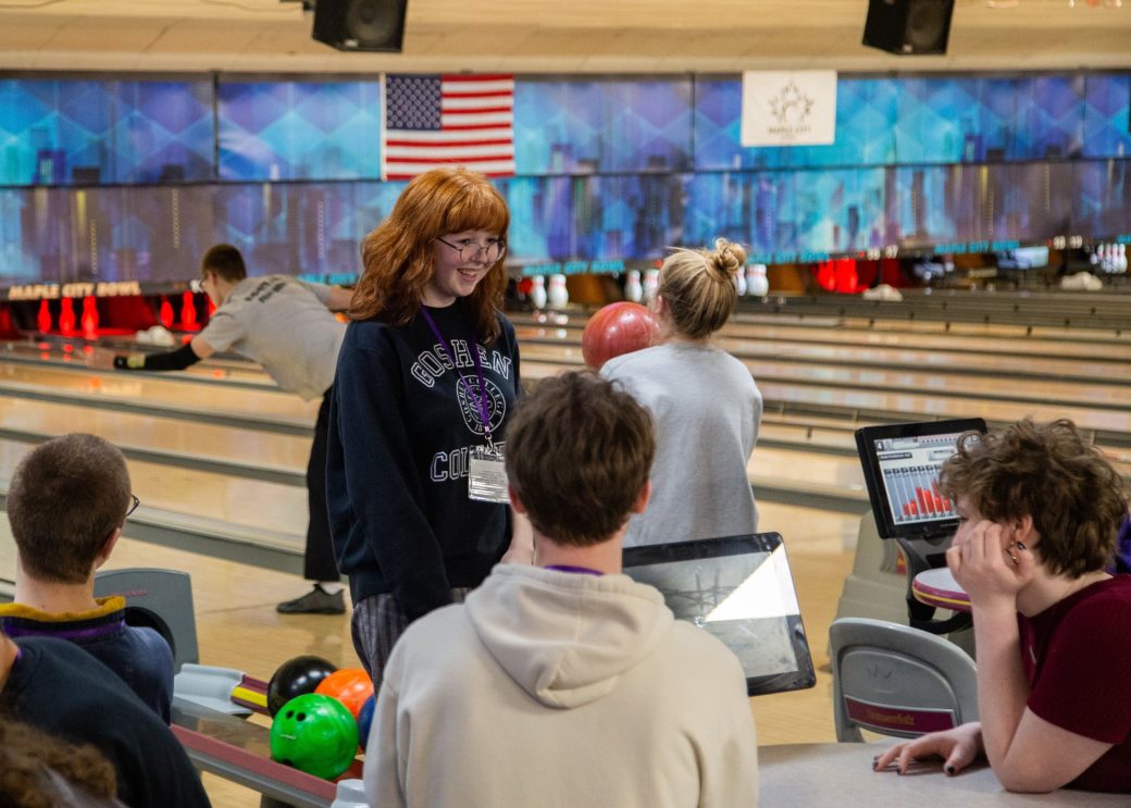 Goshen college students bowling