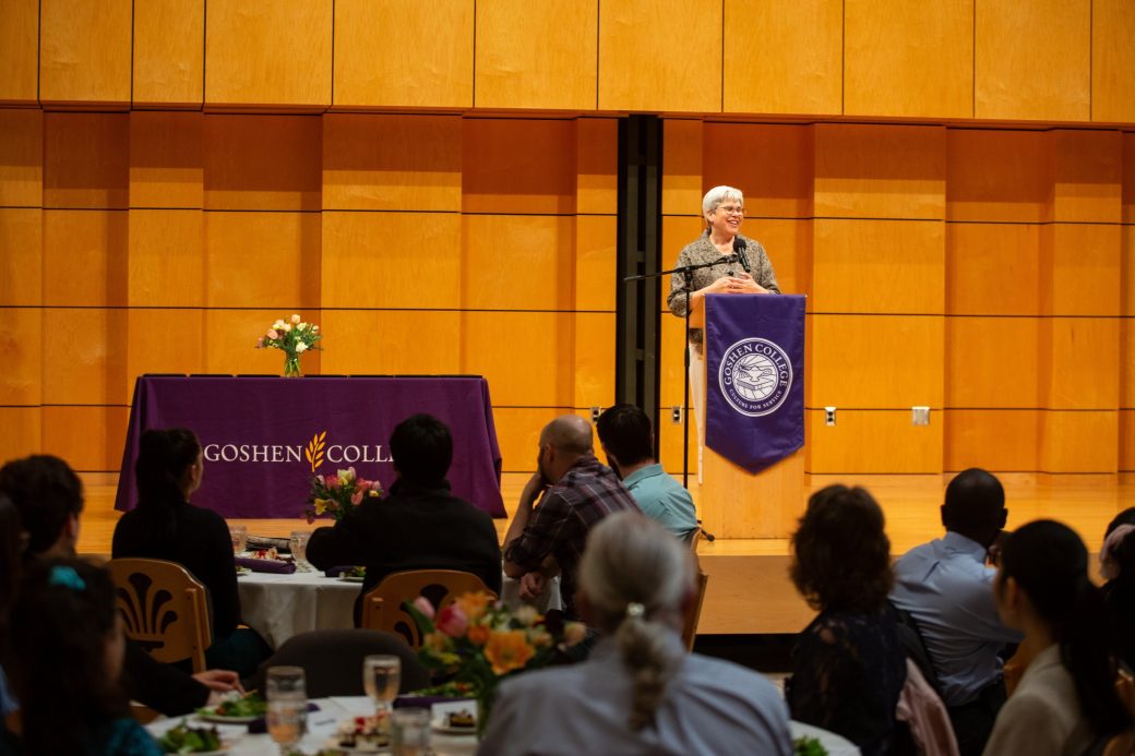 Man speaking at stage's pulpit at President's Graduating Leaders Awards 2024