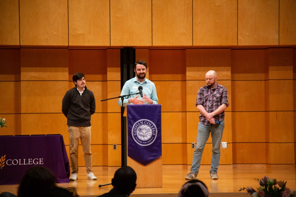 Man speaking at stage's pulpit at President's Graduating Leaders Awards 2024