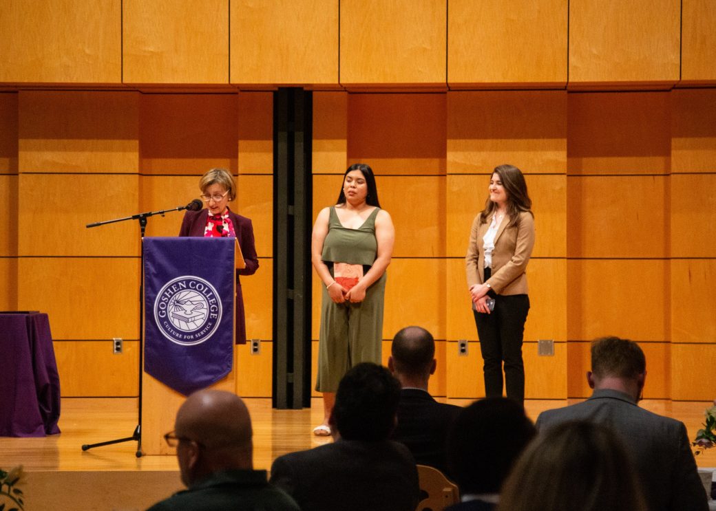 Woman doing a speech at President's Graduating Leaders Awards 2024