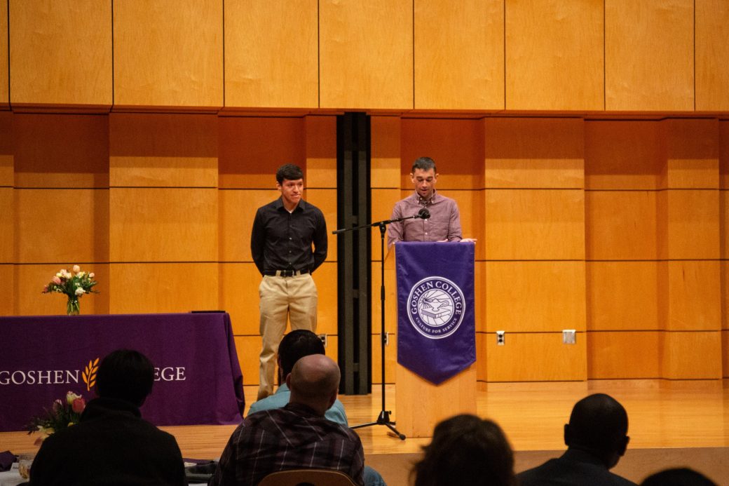 Man speaking at stage's pulpit at President's Graduating Leaders Awards 2024