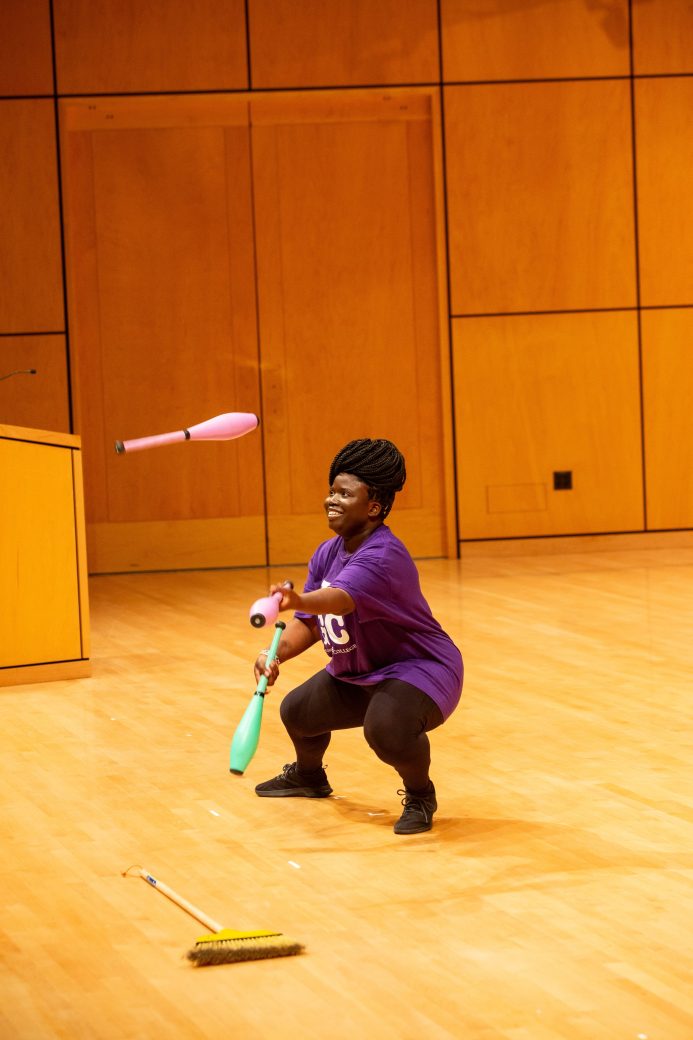 Woman juggling at Academic Department Receptions and Baccalaureate Celebration