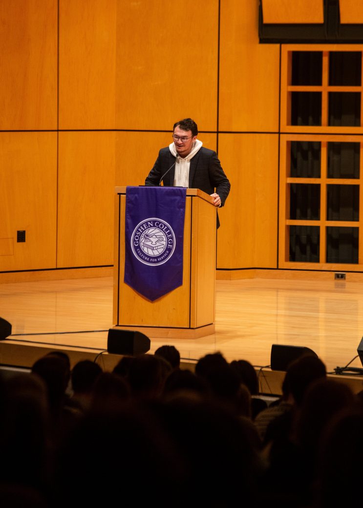 Man doing a speech at Academic Department Receptions and Baccalaureate Celebration