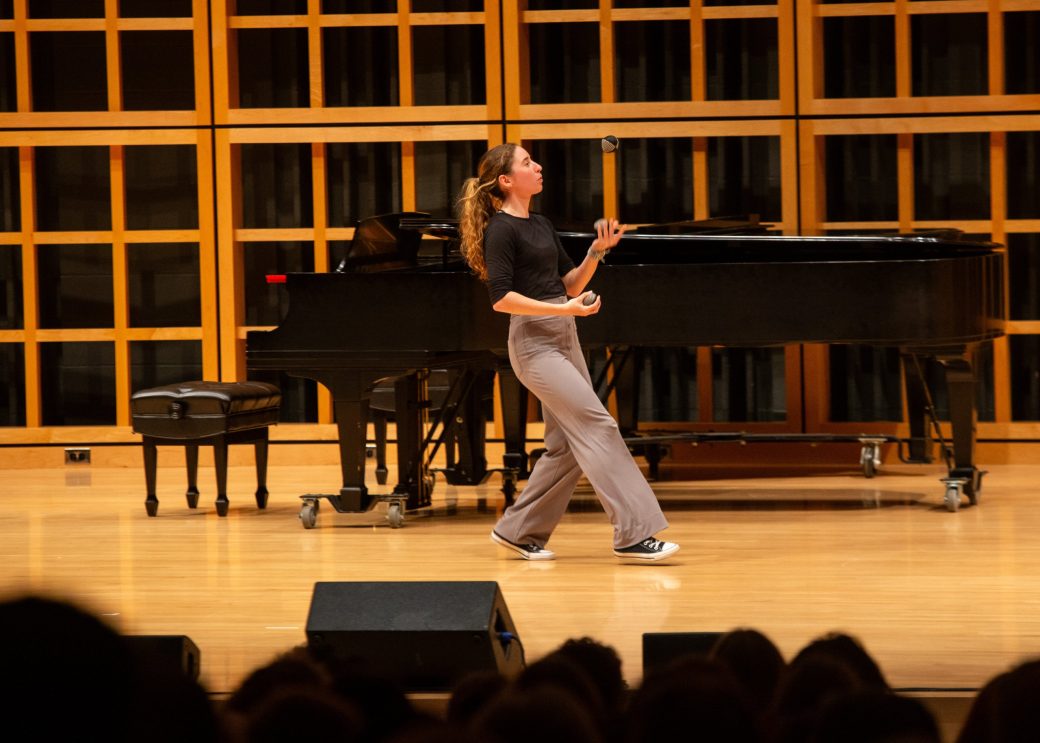 Woman doing an artistic performance on the stage
