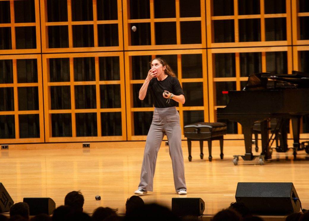 Woman doing an artistic performance on the stage