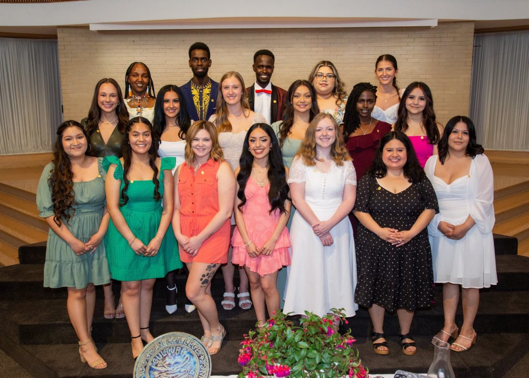 People smiling to the camera at Commencement 2024: Nurses' Pinning Ceremony