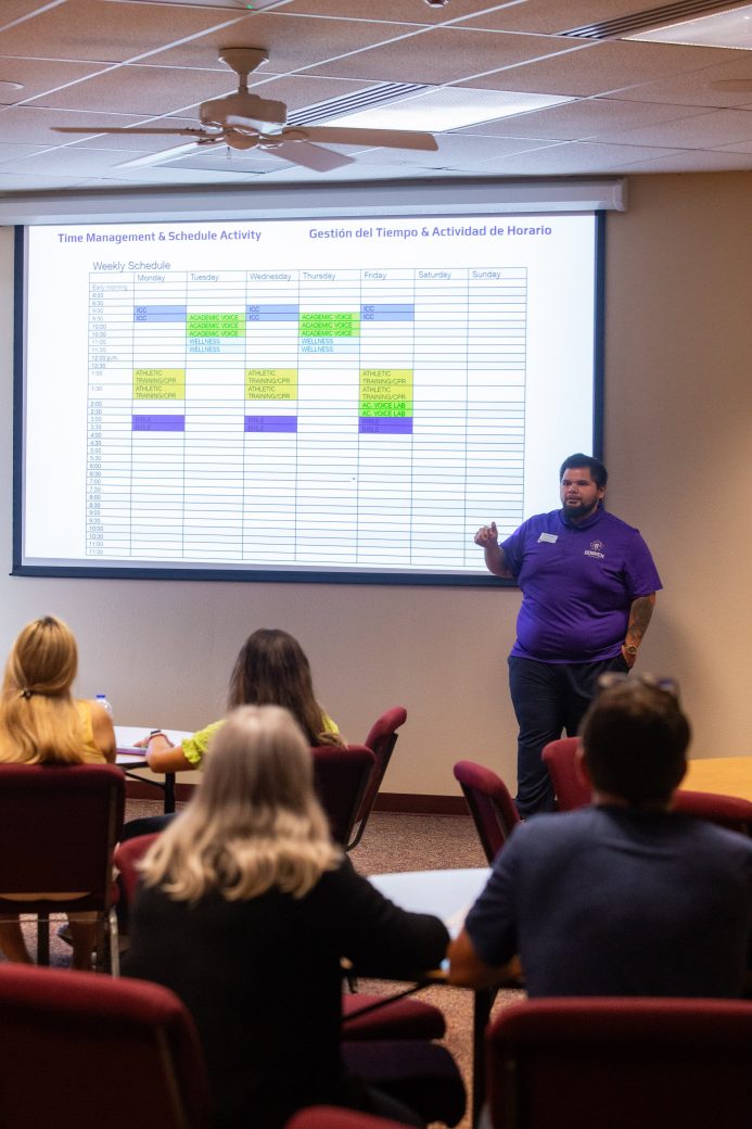Goshen college teacher doing a presentation