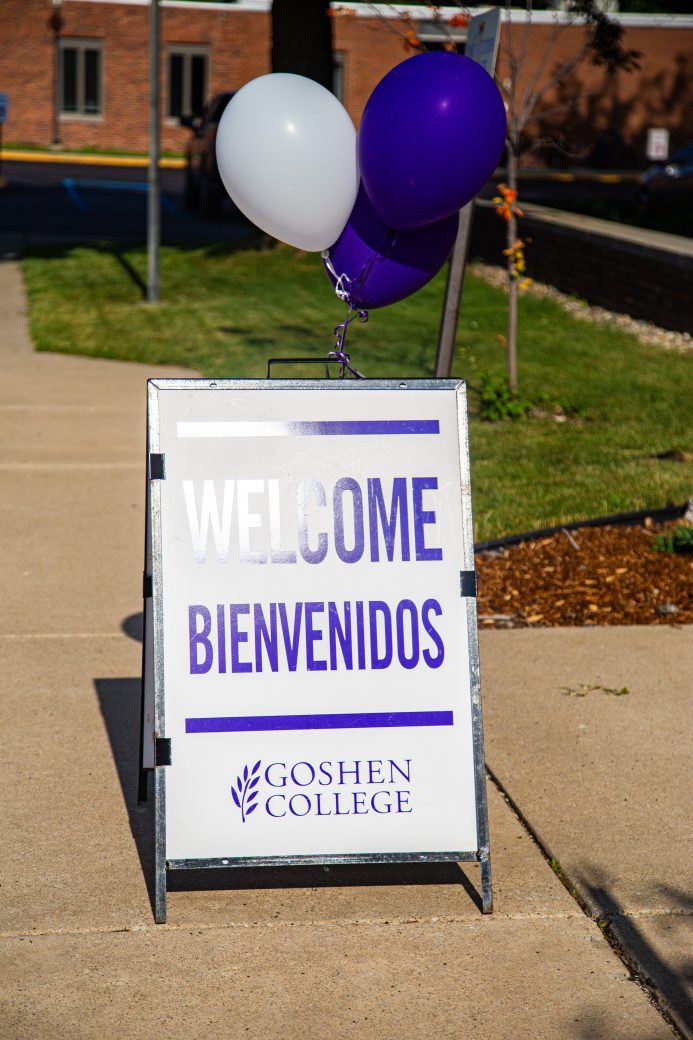 Plaque of welcome in Goshen college