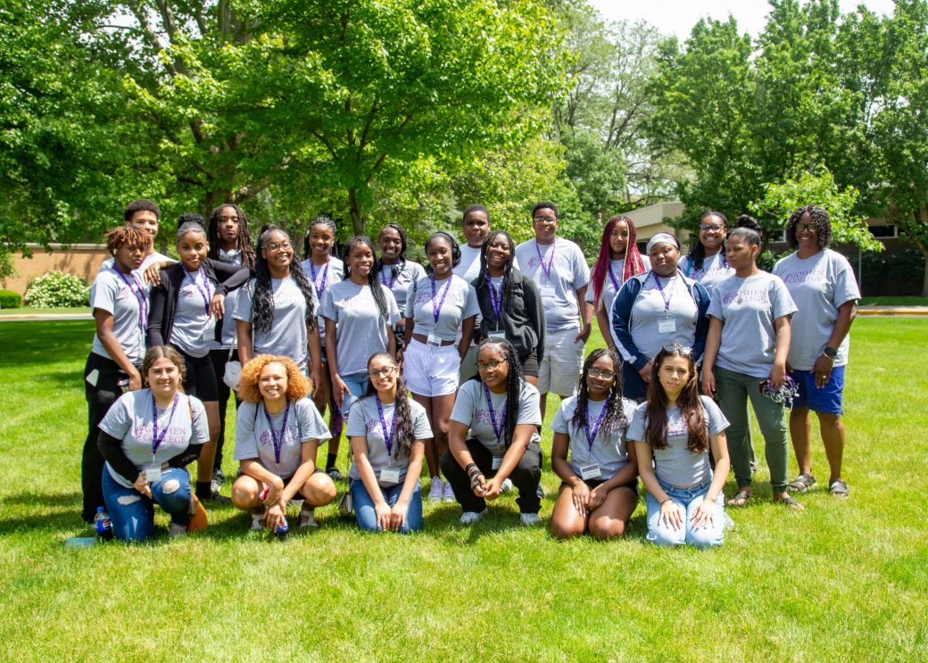 teen campers pose for group photo
