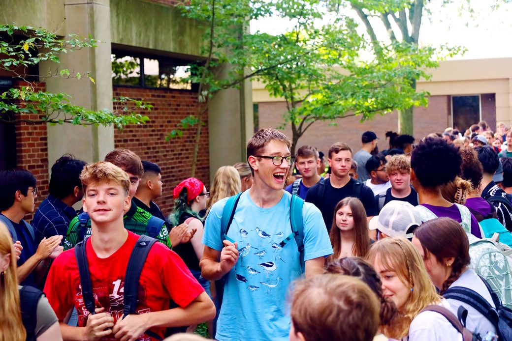 Goshen college students at the start of the classes