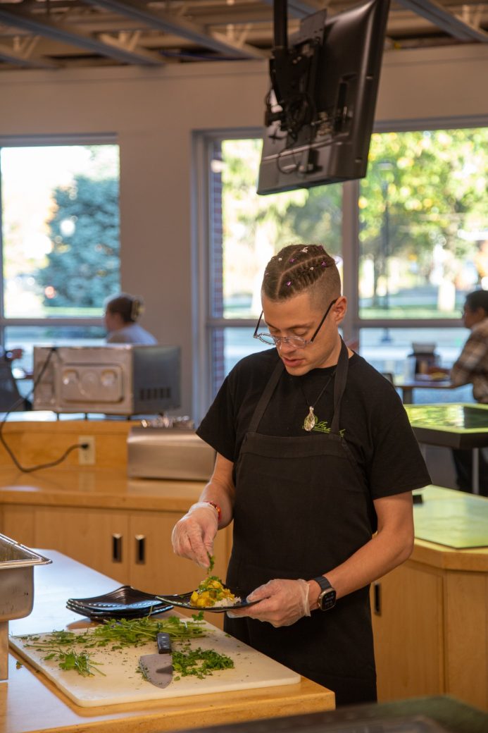 Chef doing salad at Westlawn Dining Hall