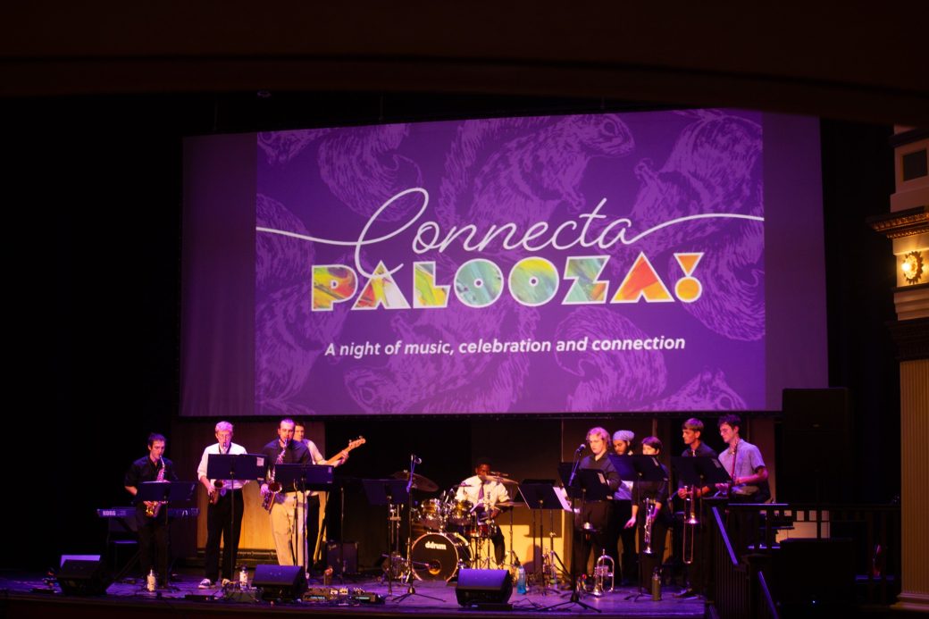 Goshen college students doing a musical performance at Conectpalooza