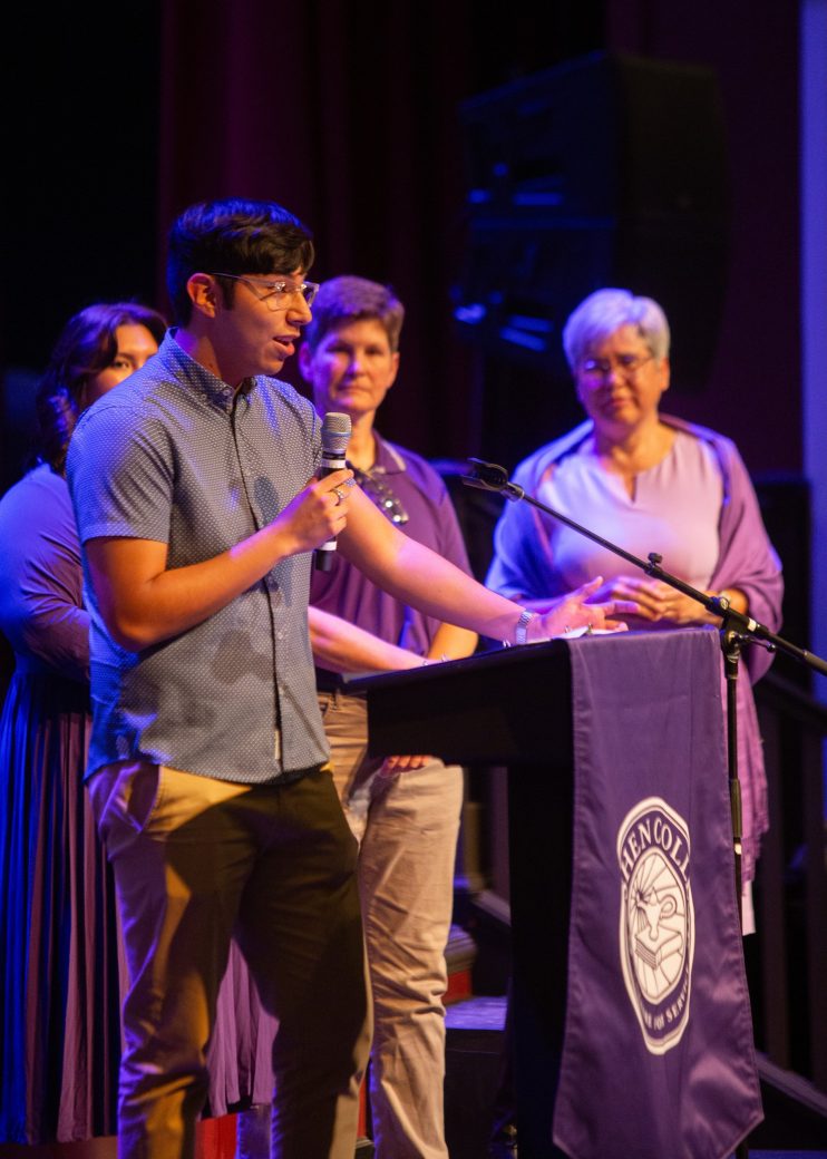 Man giving a speech at Connectpalooza