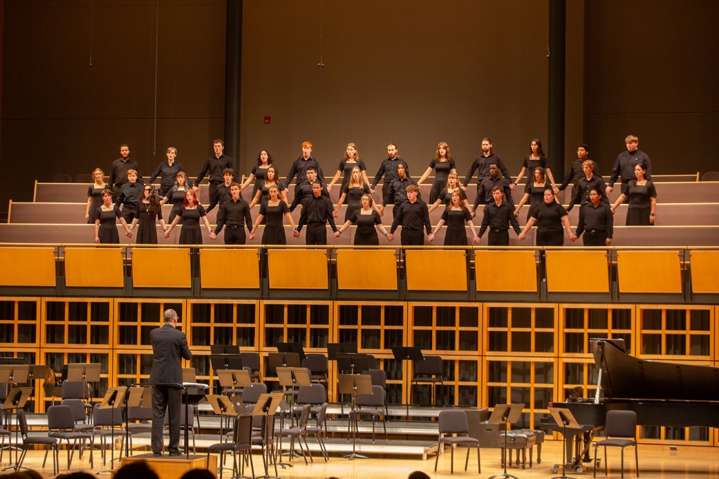 Music choir doing a performance at Homecoming Weekend 2024