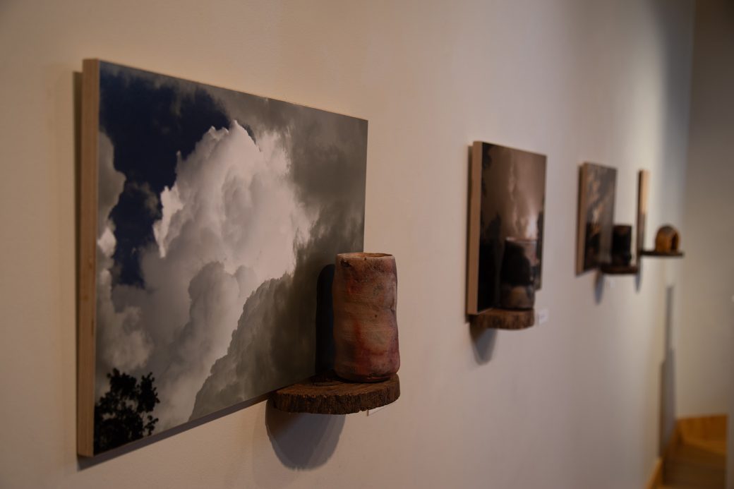abstract paintings in a gallery at Homecoming Weekend 2024