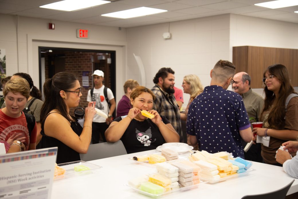 Students of Goshen college eating paletas