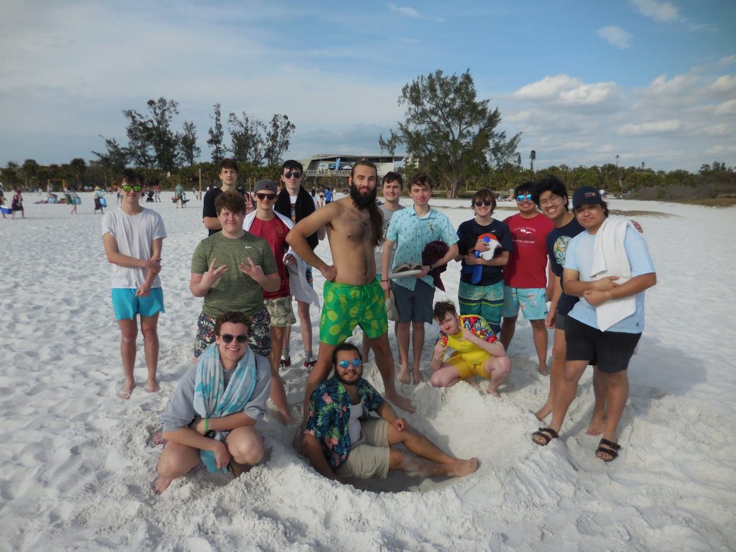 Students of the Goshen college at the beach