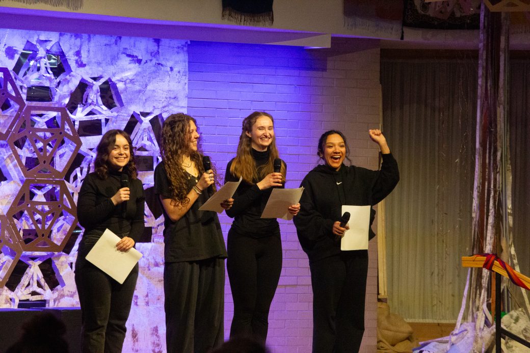 presenters at the stage at Goshen Monologues 2025