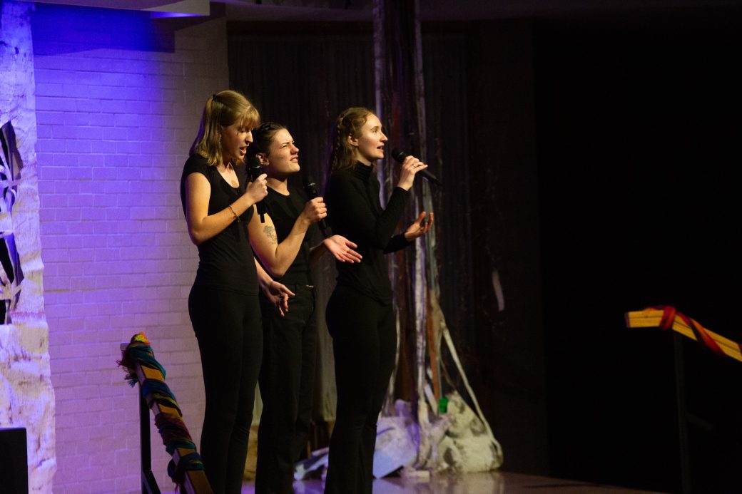 presenters of Goshen Monologues 2025 doing a speech