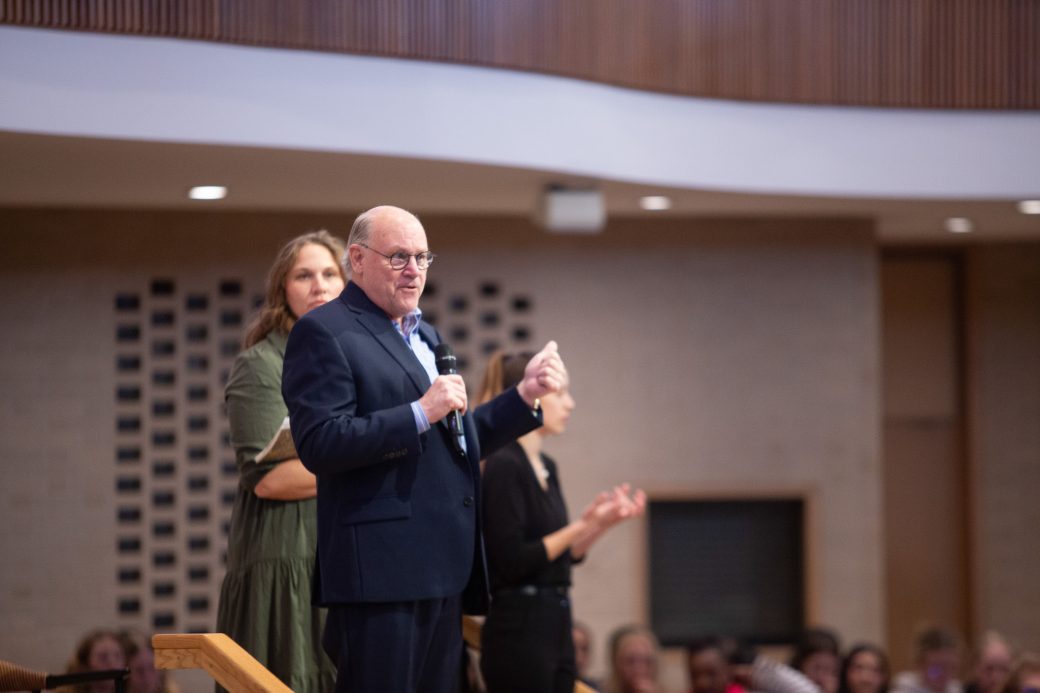 Man with microphone doing a speech