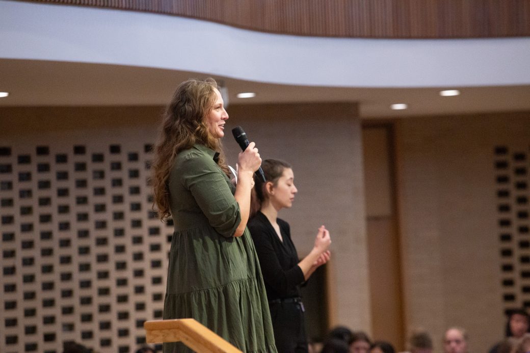 Women doing a speech at Community Engagement