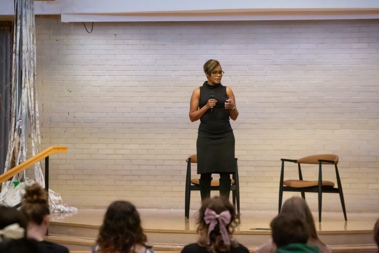 Women doing a speech at Community Engagement