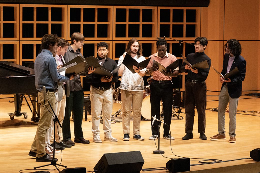 students singing