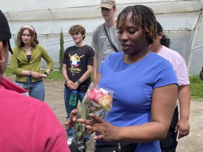 Woman given flowers