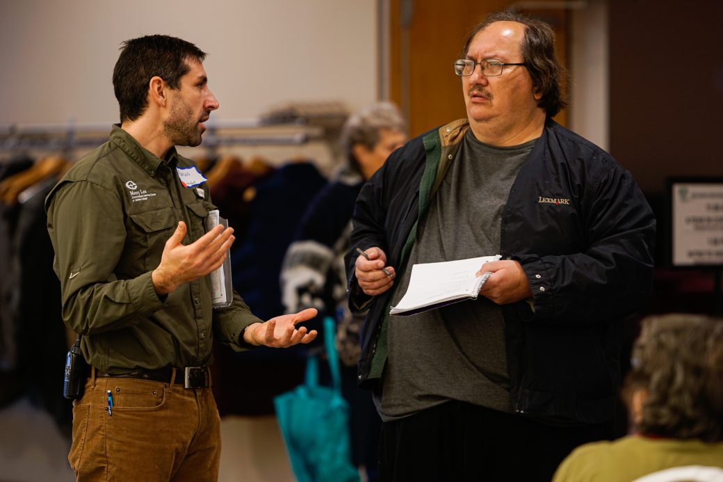 Two men talking at Michiana Regional Seed Swap