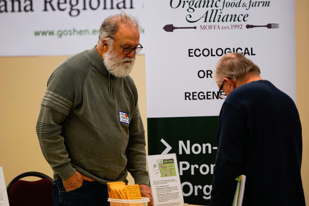 Man doing a presentation of his board presentation at Michiana Regional Seed Swap