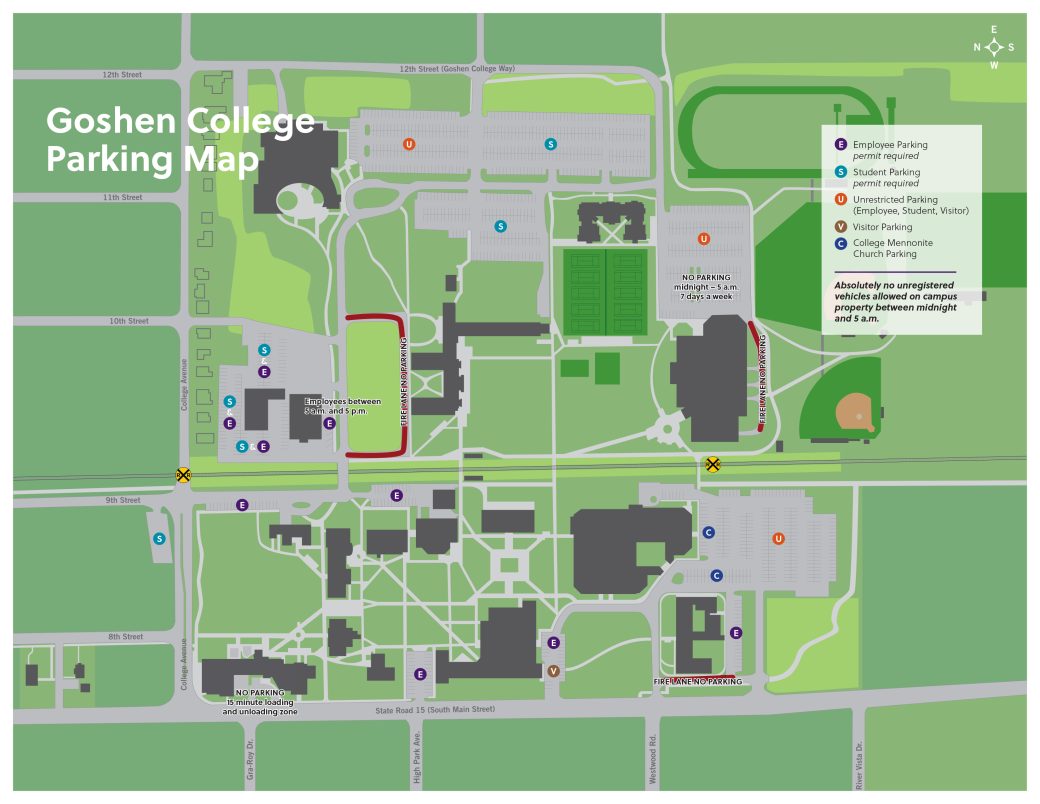 Goshen college parking campus map