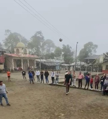 A volleyball game in the small community in Pucayacu.